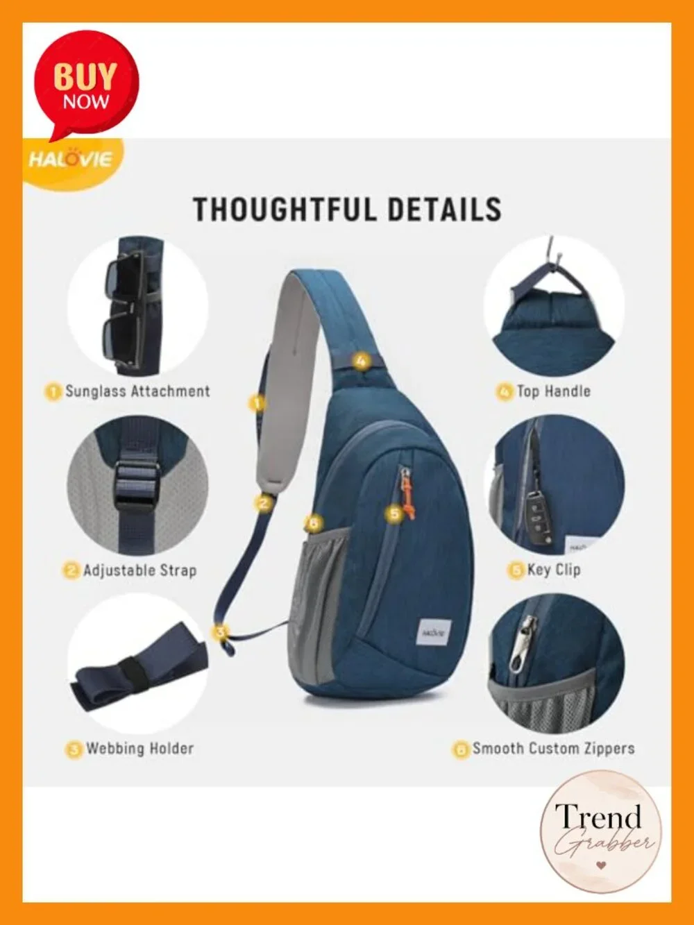 Anti Theft Crossbody Sling Bag RFID Travel Lightweight Hiking Shoulder Chest Bag